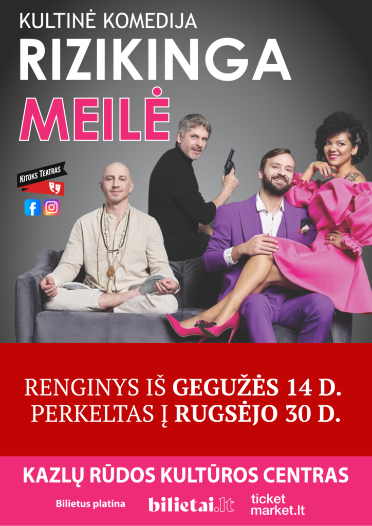Komedija „Rizikinga meilė“ perkeliama į 2026 rugsėjo 30 d.