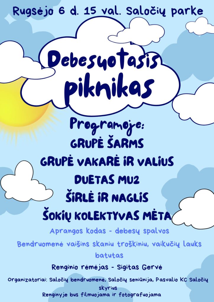 „Debesuotasis piknikas“ Saločių miestelio parke