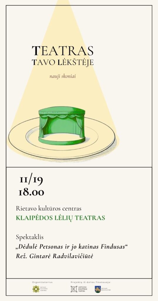 Klaipėdos lėlių teatro spektaklis „Dėdulė Petsonas ir jo katinas Findusas“. Rež. Gintarė Radvilavičiūtė