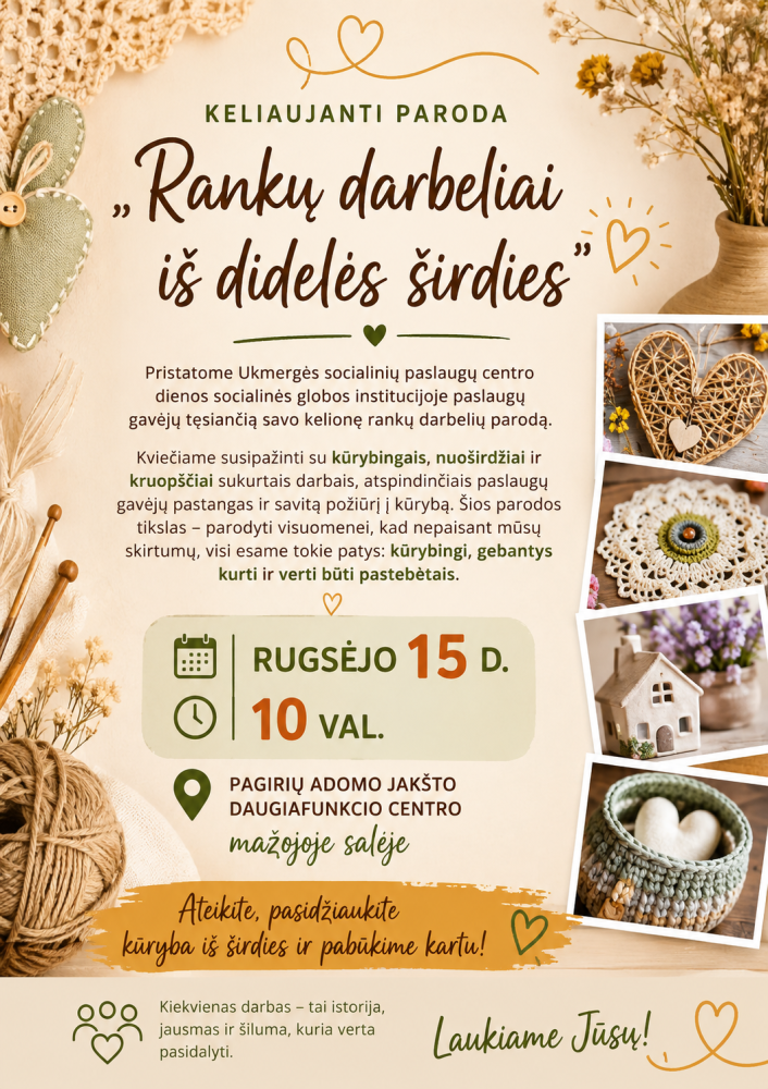 Keliaujanti paroda  „Rankų darbeliai iš didelės širdies“ Pagiriuose
