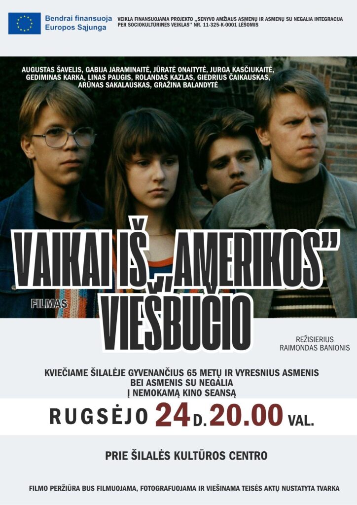 Lauko kino seansas senjorams ir asmenims su negalia. Filmas ,,Vaikai iš AMERIKOS viešbučio”