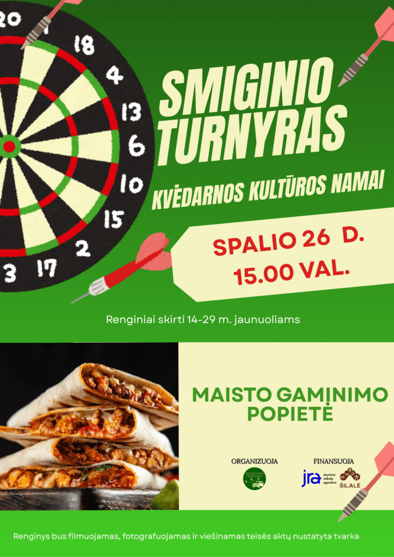 Smiginio turnyras ir maisto gaminimo popietė jaunimui